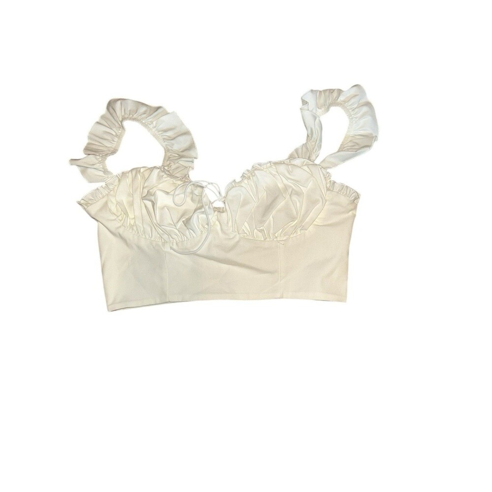 Luca and Grae White Ruffle Crop Top Size L‎